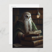 Owl Librarian Fantasy Art Briefkaart (Voorkant / Achterkant)