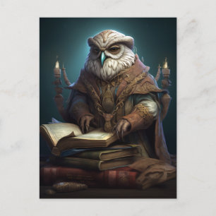 Owl Librarian Fantasy Art Briefkaart