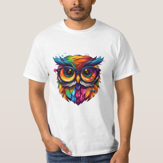 Owl Librarian : Graffiti T-shirt coloré Art (Devant)