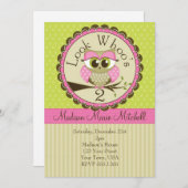 Owl Look qui est deux Invitations pour filles (Devant / Derrière)