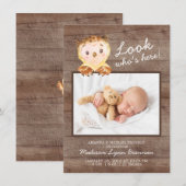Owl Look Qui est ici Faire-part de naissance photo (Devant / Derrière)