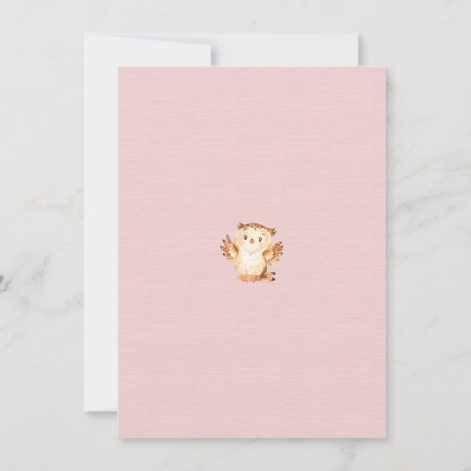 Owl Look Qui est ici Filles Photo Faire-part de na (Dos)