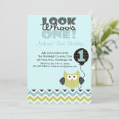 Owl Look Who's One Birthday Invitation (Debout devant)