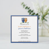 Owl Love framed Wedding Invitation Kaart (Staand voorkant)