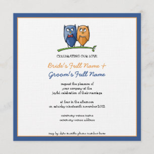 Owl Love framed Wedding Invitation Kaart