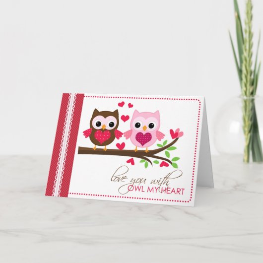 Owl Love sur la carte de voeux / carte de note de (Devant)