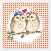 Owl Love Vierkante Sticker (Voorkant)