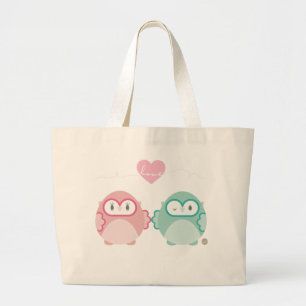 OWL LOVE:: zacht meisje + jongen Grote Tote Bag