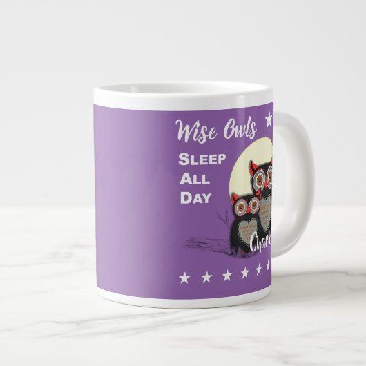 Owl Lovers Super Cute Funny Personalized Extra Grote Mok (Voorkant rechts)