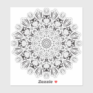 Owl mandala grote ronde sticker