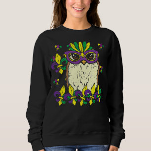 Owl Mardi Gras Mask Cute Carnival Bird Mannen Trui