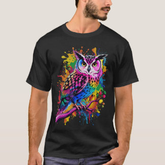 Owl Men Woman Colorful Watercolor Owl friend girl  T-shirt