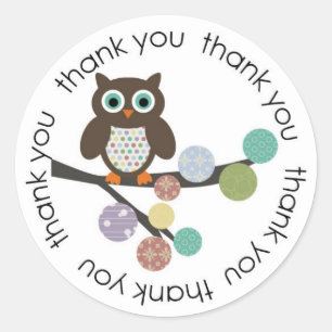 Owl merci autocollants / étiquettes