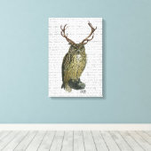 Owl met Antlers Canvas Afdruk (Insitu (Houten vloer))
