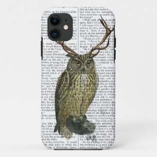 Owl met Antlers vlakte 2 iPhone 11 Hoesje