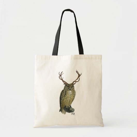 Owl met Antlers vlakte 2 Tote Bag (Voorkant)