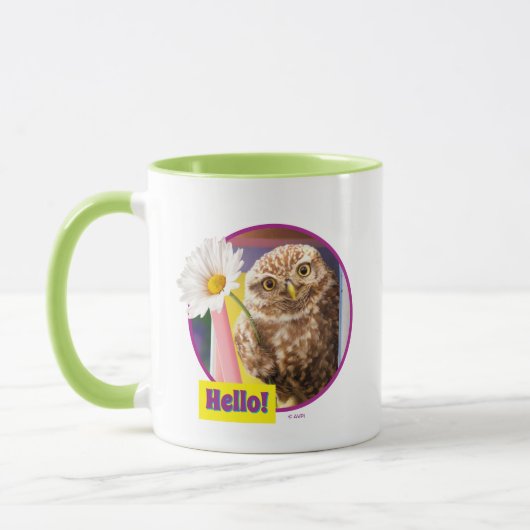Owl met bloem in brievenbus mok (Links)