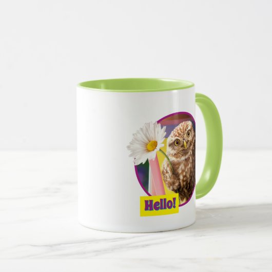Owl met bloem in brievenbus mok (Voorkant rechts)