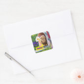 Owl met bloem in brievenbus vierkante sticker (Envelop)