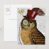 Owl met bovenste hak 3 briefkaart (Voorkant / Achterkant)