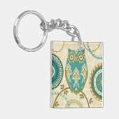Owl met Circulaire Patronen Sleutelhanger (Voorkant Links)