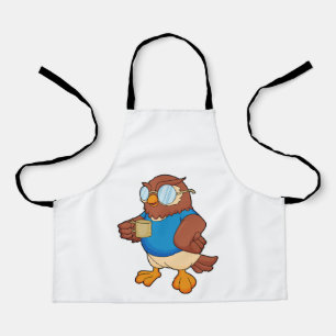 Owl met koffie-mok schort