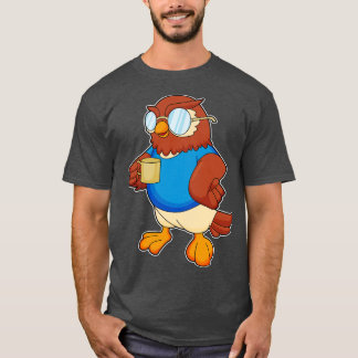 Owl met koffie-mok t-shirt