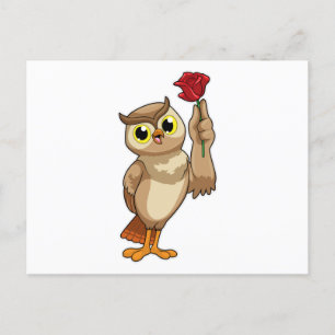 Owl met Roos Briefkaart