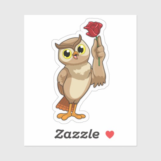 Owl met Roos Sticker (Vel)
