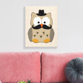 Owl met snor en Pet Canvas Afdruk (Insitu (Woonkamer))