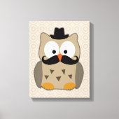 Owl met snor en Pet Canvas Afdruk (Voorkant)