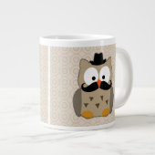 Owl met snor en Pet Jumbo Mok (Voorkant rechts)