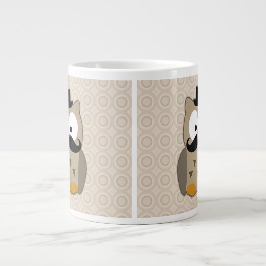 Owl met snor en Pet Jumbo Mok (Voorkant)