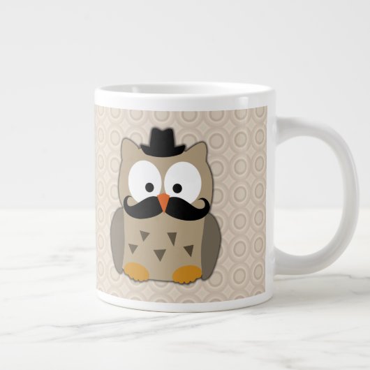 Owl met snor en Pet Jumbo Mok (Rechts)