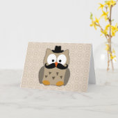 Owl met snor en Pet Kaart (Gele Bloem)