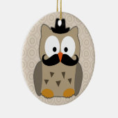Owl met snor en Pet Keramisch Ornament (Rechts)