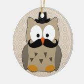 Owl met snor en Pet Keramisch Ornament (Links)