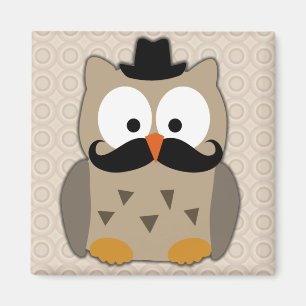 Owl met snor en Pet Magneet