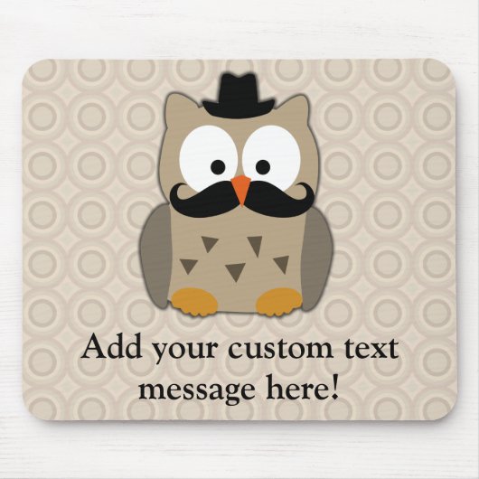 Owl met snor en Pet Muismat (Voorkant)