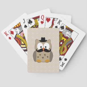 Owl met snor en Pet Pokerkaarten