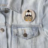 Owl met snor en Pet Ronde Button 5,7 Cm (In situ)