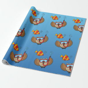 Owl met Snorkel Masker en Tropische Vis Cadeaupapier