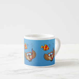 Owl met Snorkel Masker en Tropische Vis Espresso Kop
