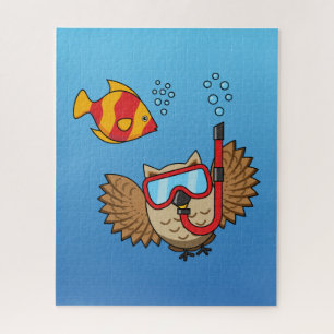Owl met Snorkel Masker en Tropische Vis Legpuzzel