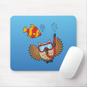 Owl met Snorkel Masker en Tropische Vis Muismat