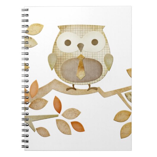 Owl met Stropdas in boomlaptop Notitieboek (Voorkant)