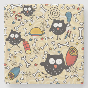 Owl met vleespatroon stenen onderzetter