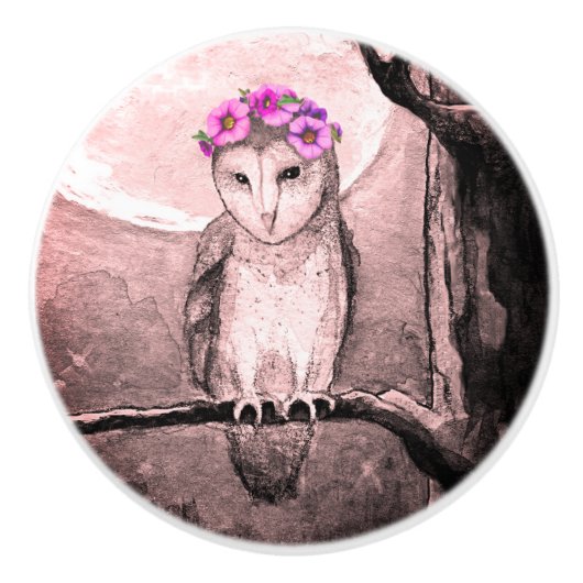 Owl Moon 2 keramische knop (Voorkant)