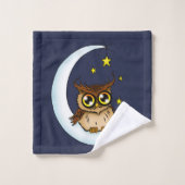 Owl Moon Blue Cute Stars (Gant de toilette)