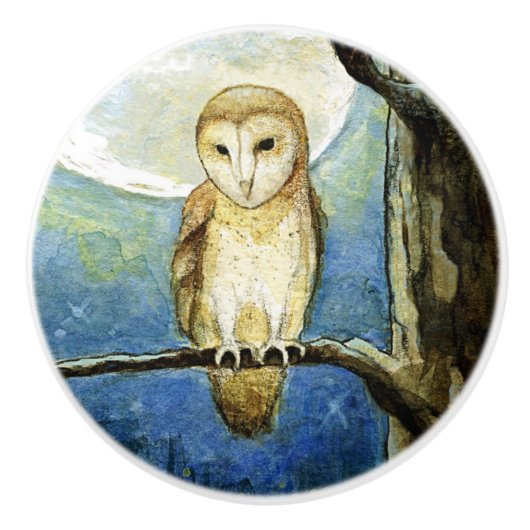 "Owl Moon" keramische knop (Voorkant)